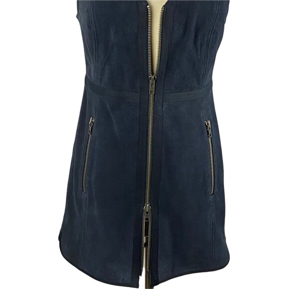 FREE PEOPLE Navy SUEDE Zip Dress / Tunic Top M - Picture 6 of 11